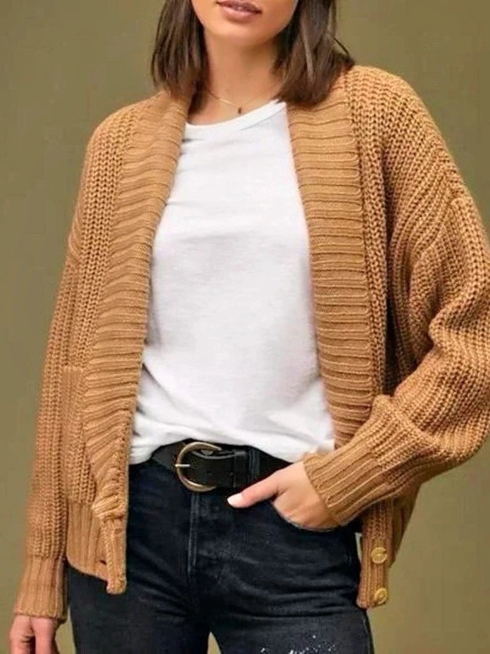 By Anthropologie Brown Wool Blend Chunky Cardigan XS